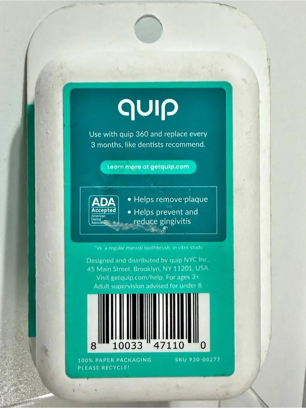 QUIP 360 Oscillating Brush Head Replacement ~ 2 Count Black ~ New in Box